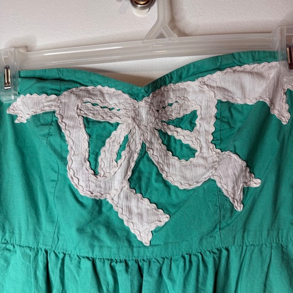 Judith March Retro Pin Up Dress Green Embroidered Bow Short Sleeveless - Picture 2 of 4